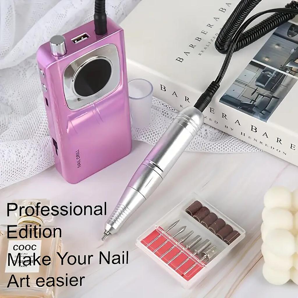 Portable Electric Nail Drill Set,used for Removing and Polishing Gel Polishing Agent, Efficient Nail Enhancement Technology Tool