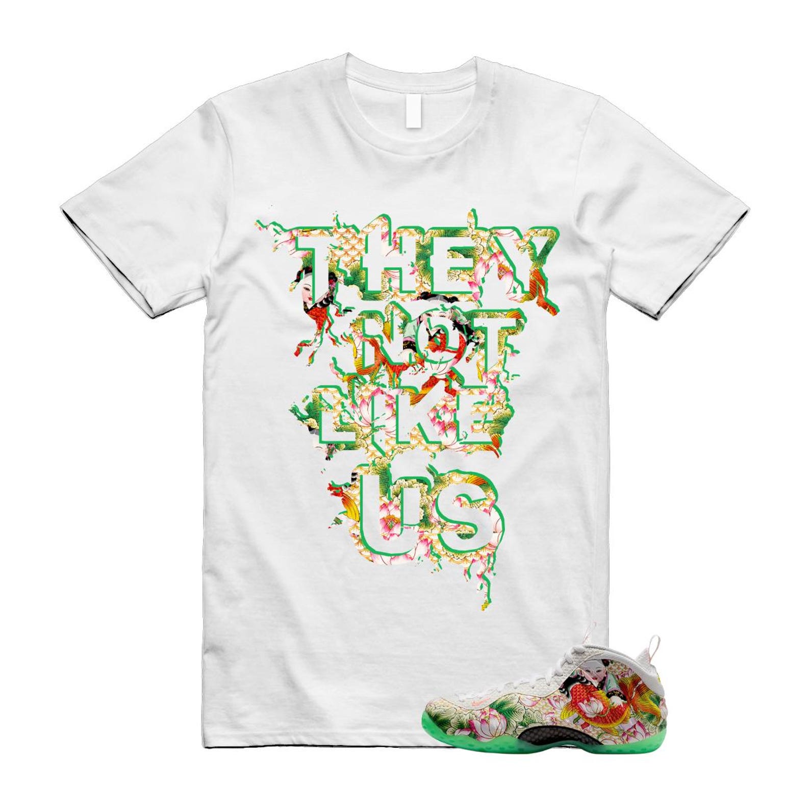 Foamposite Tianjin 2.0 White Light Poison Green Black Lava Glow Air One T Shirt Match US 2XL