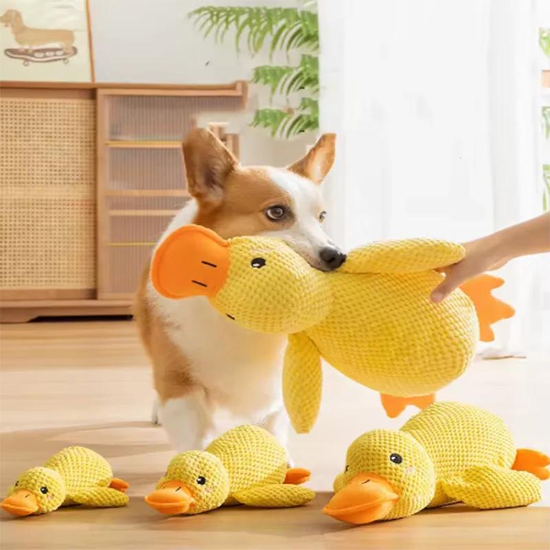 Hundespielzeug, Stampfende Ente, Bissfest, Knirschen, Zähneputzen, Große Hunde, Interaktive Unterhaltung, Welpen, Langeweile, Haustier-Plüschtier