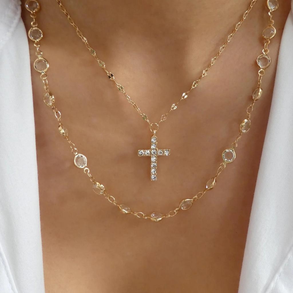 Rainbow Crystal Gemstone Retro Choker Colored Zircon Necklace For Women Simple Clavicle Chain Jewelry Wear Accessories