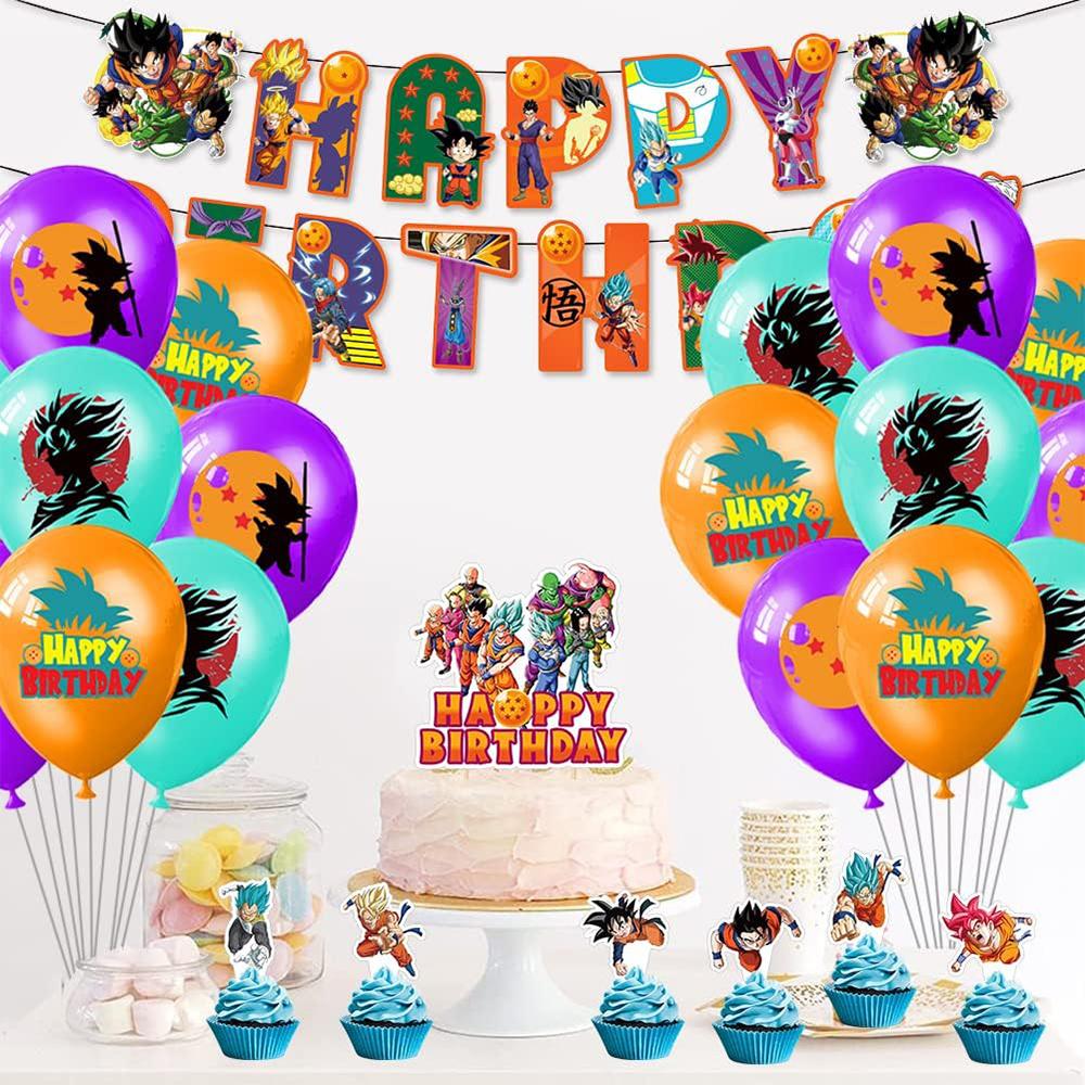 32 Pcs Dragon Ball Birthday Party Supplies Includes Banner CakeToppers Balloons
