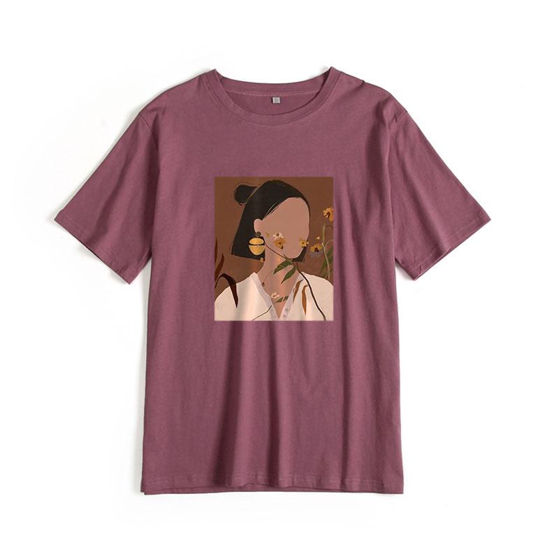 Camisetas Estéticas Estampadas de Manga Corta Hirsionsan para Mujer 2021 Verano Moda Chic Camisetas Holgadas Gráficas Góticas Tops Casuales Femeninos