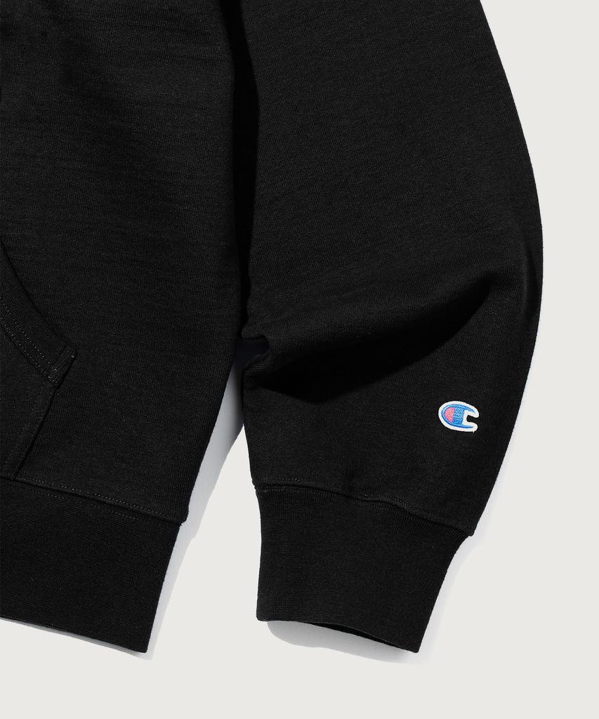 Champion Heritage Logo Loose Fit Zip-Up Hoodie Black