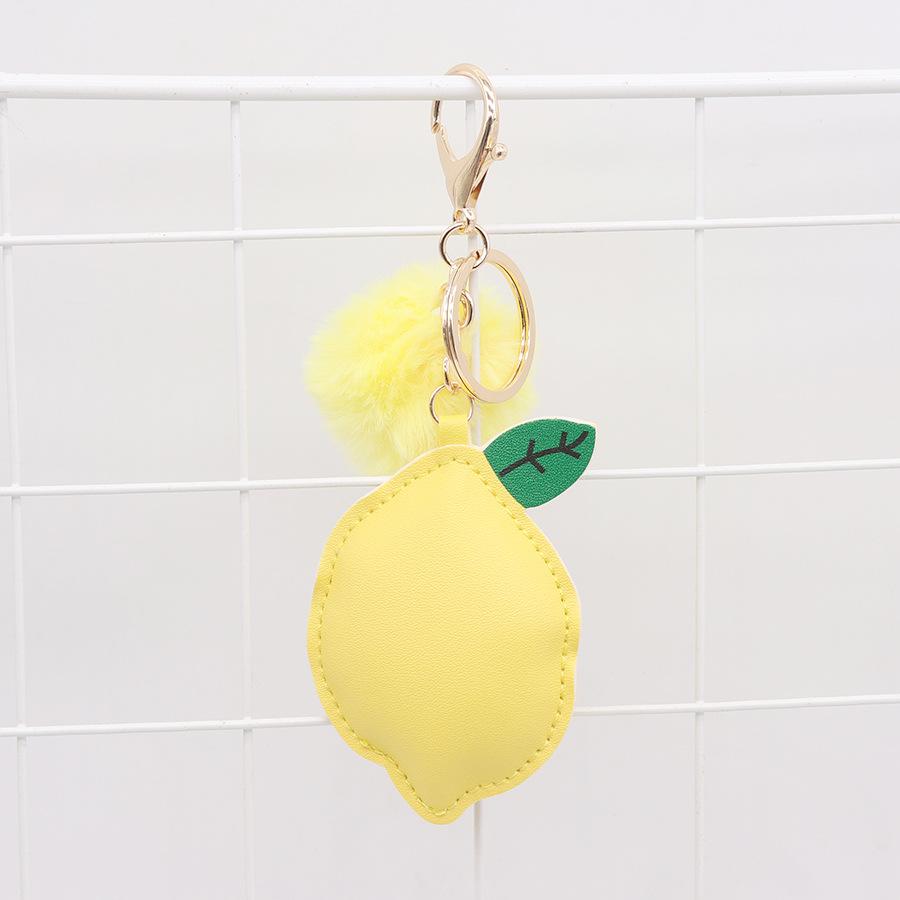 Lemon PU Leather Women's Bag Charm Keychain Ornament