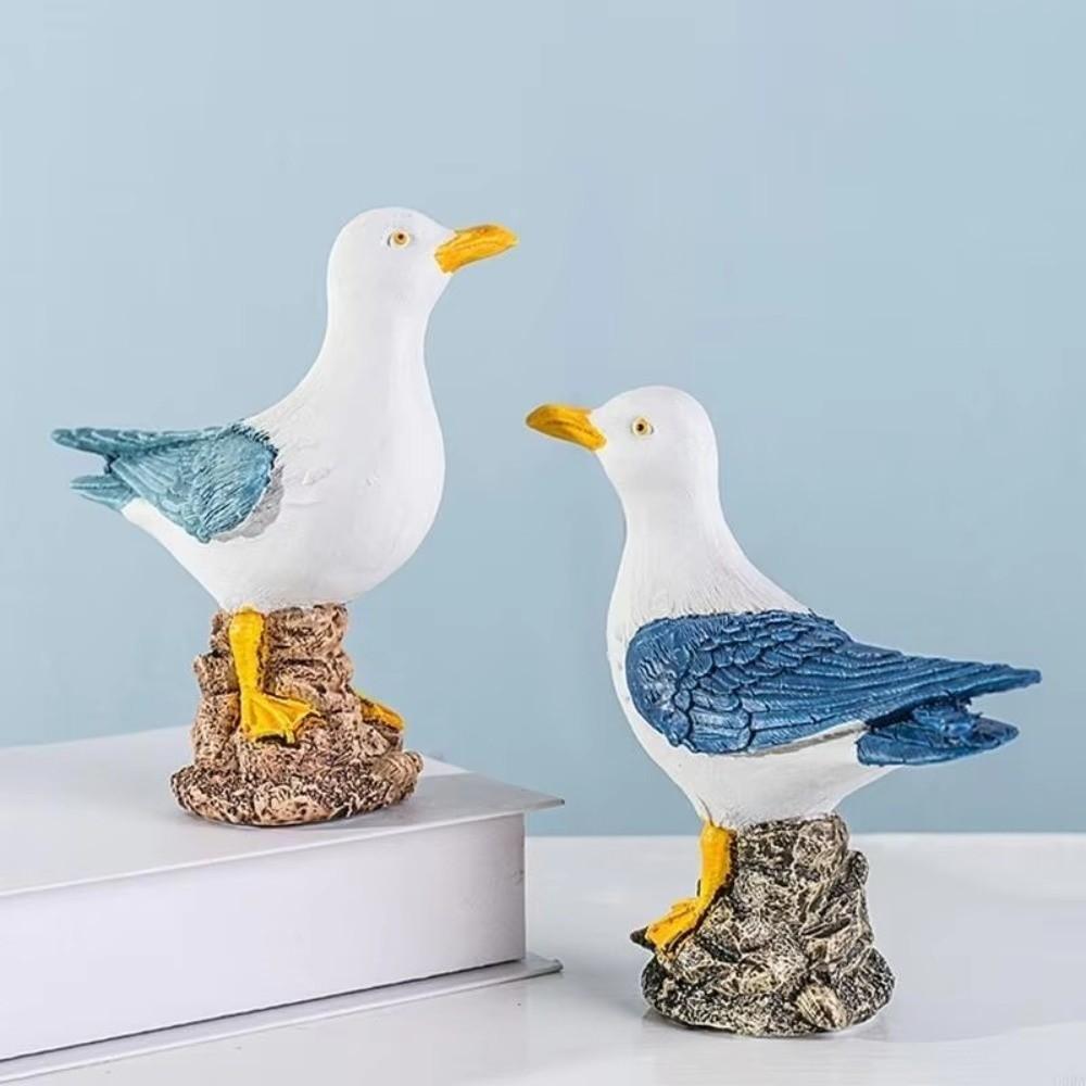 Mediterranean Style Resin Seagull Figurine Waterproof Seagull Model Ornament  Nursery