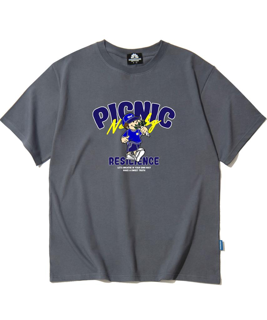TRIPSHION Picnic Boy Graphic T-Shirt - Gray