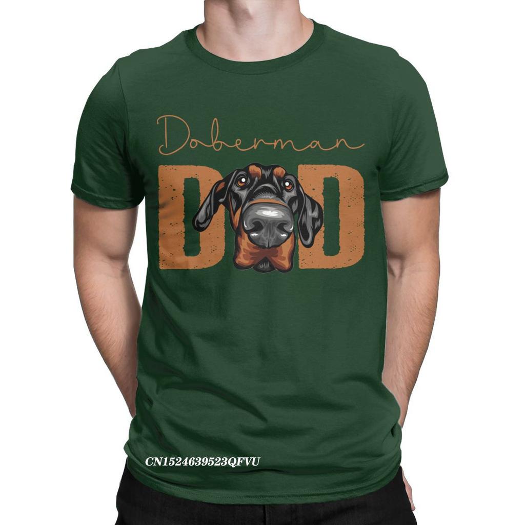 Men Doberman Dad Dog Tops T Shirts Animal Pet Oversized Pure Cotton Novelty Harajuku Crewneck Tees Aesthetic Camisas T-Shirt