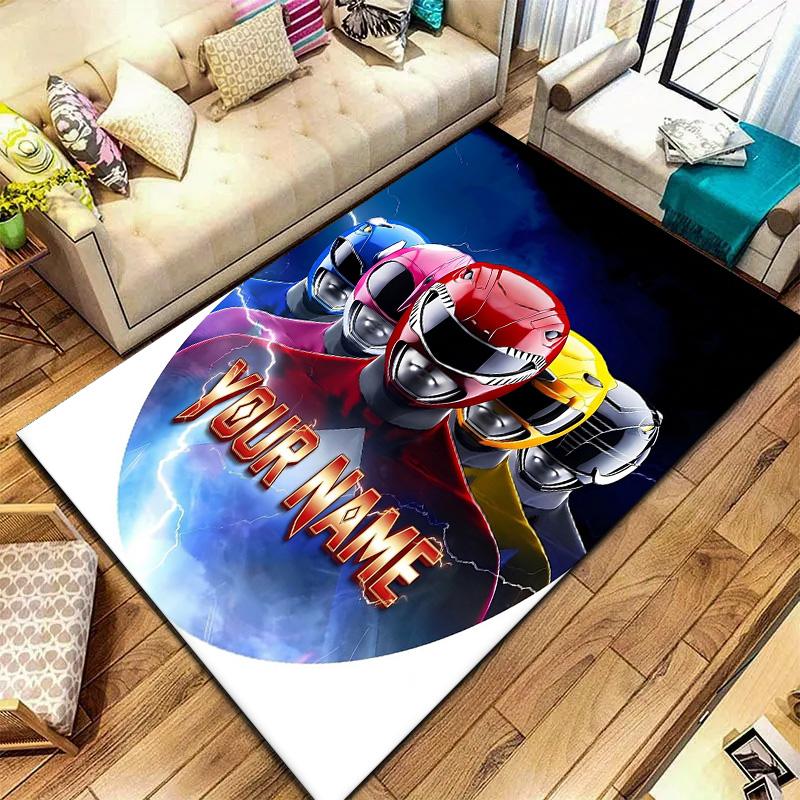 Power Rangers Adventure Custom Name Carpet Rug For Living Room Bedroom Home Sofa Decoration Kids Play Nonslip Floor Mat