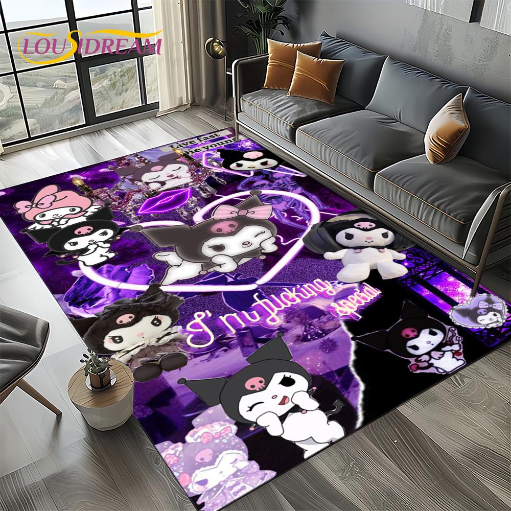 27 Style Cute Kuromi Cartoon Sanrio Carpet Rug for Bedroom Living Room Home Sofa Decoration,kids Large Decor Floor Mat Gift Girl