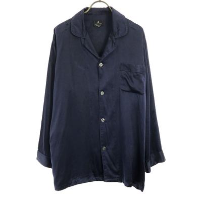 LANVIN LA COLLECTION Silk Long Sleeve Room Wear M Navy Pajamas Men's Used
