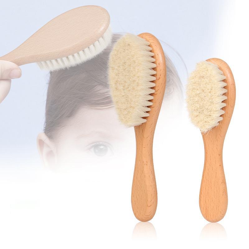 Born Baby Wooden Brush Baby Natural Wool Comb Born Hair Brush Infant Head Massager Portable Bath Brush Comb For Kids