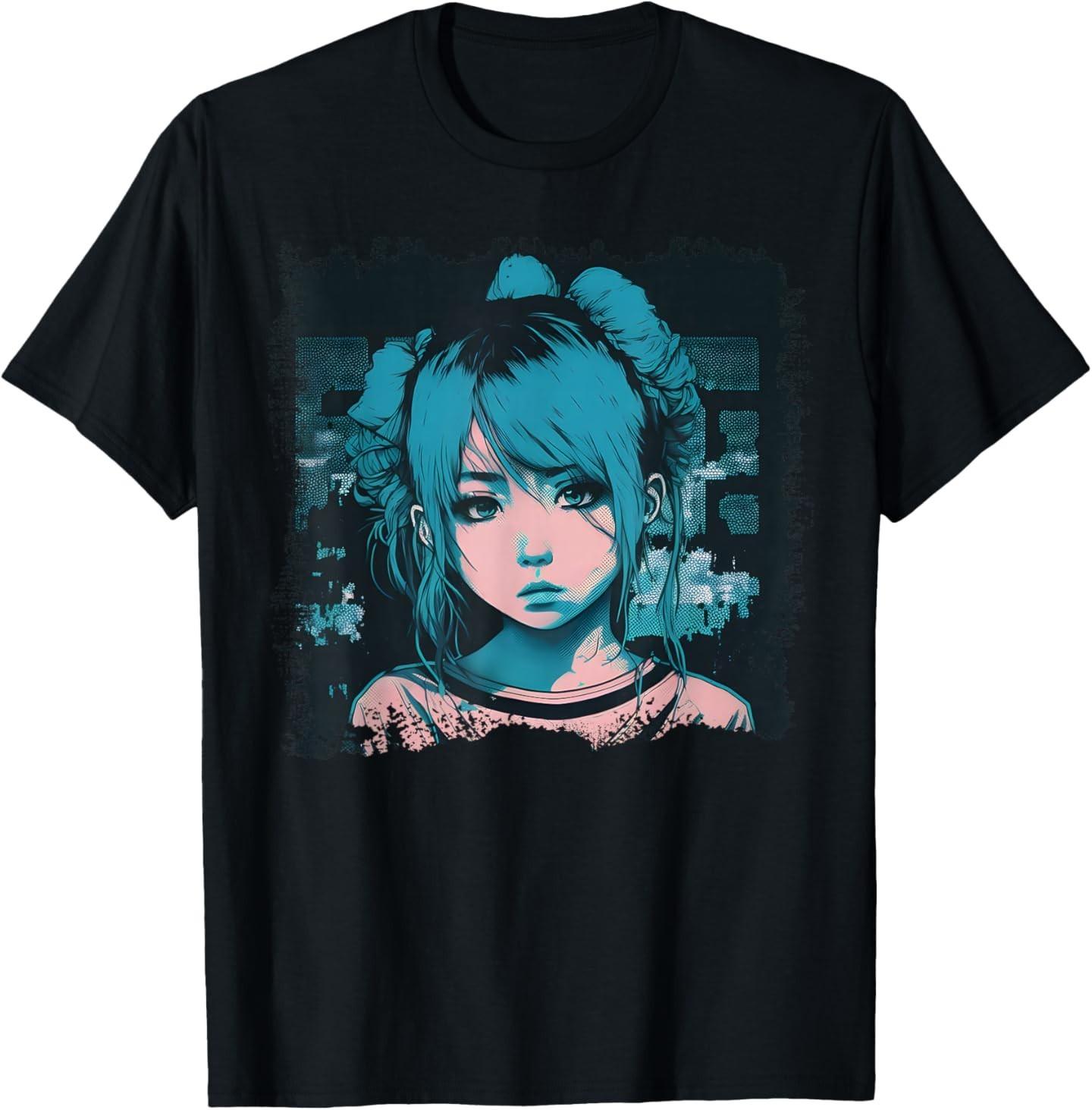Vaporwave Aesthetic Retro Sad Anime Girl Eboy Clothes Edgy T-Shirt S
