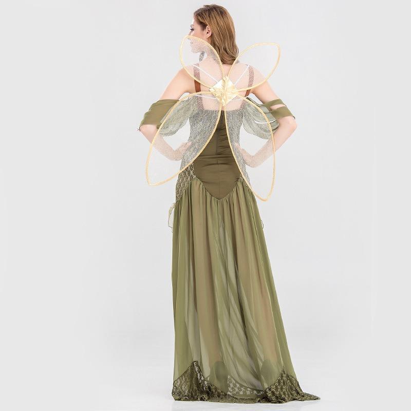 Green Forest Magic Butterfly Fairy Fairy Princess Long Dress Angel Dress, Halloween Costume
