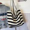 Stylish Colorful Striped Canvas Tote Bag For Women Large Size For Daily Use