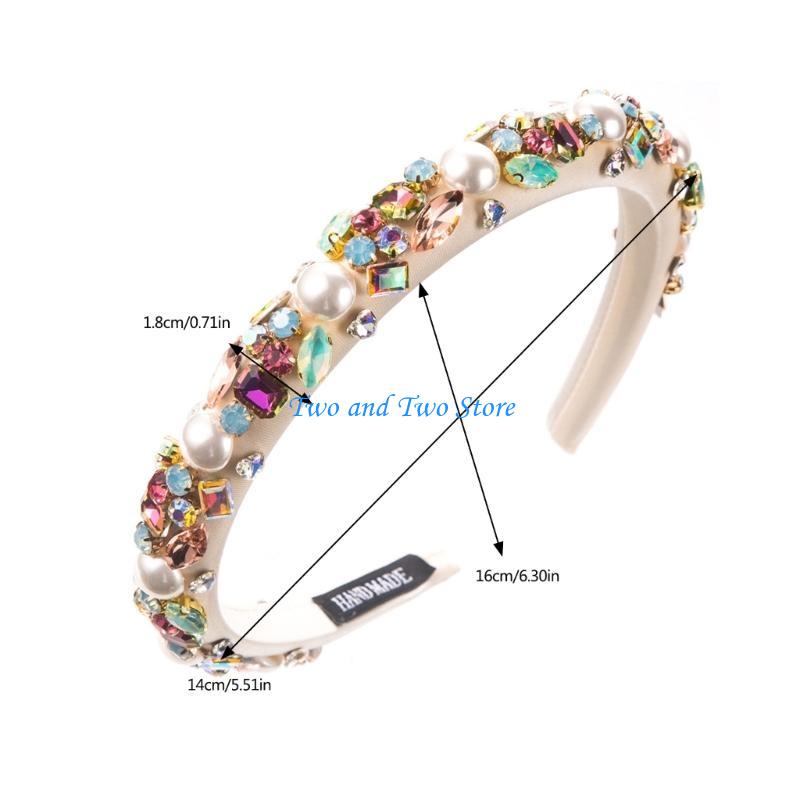 HX6F Delicate Beaded Embellished Hairband Headpiece Casual Headband Party Makeup Fashionable Hair Accessories for Women