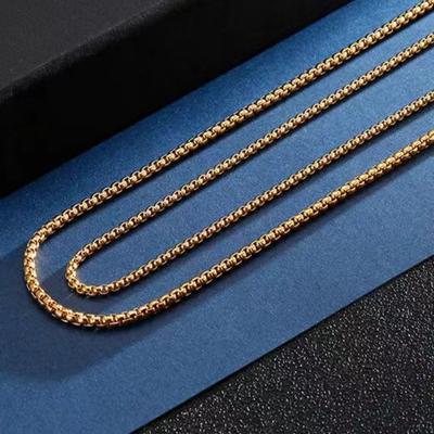 20-60cm 18K Gold   Copper 4mm Round Chain Necklace for Women Man Wedding Party Charm Jewelry 8/18/20/22/24in