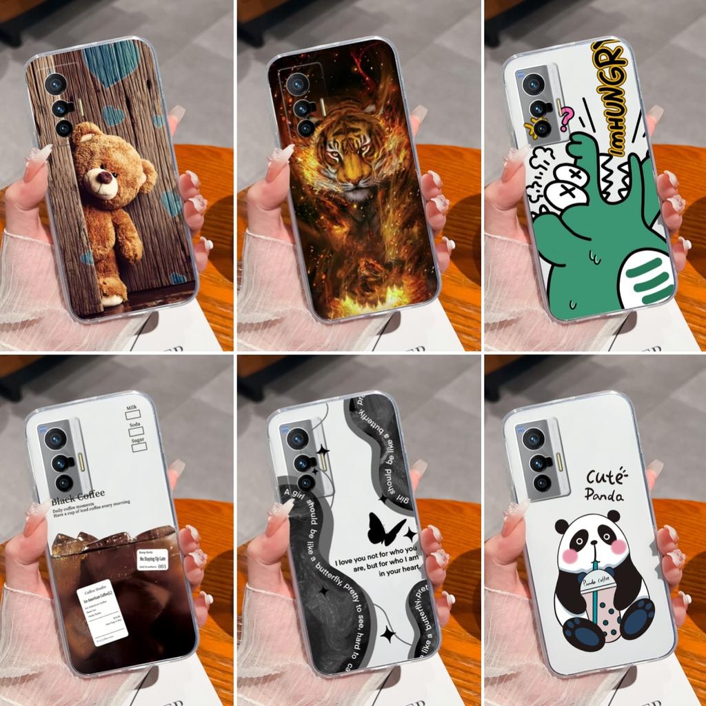 Phone Shell For Vivo X200S X21 X60 X70 X80 Pro Plus X27 Cute Cartoon Bears Patterns Luxury Transparent Soft TPU Lens Protection Covers For Vivo Casing