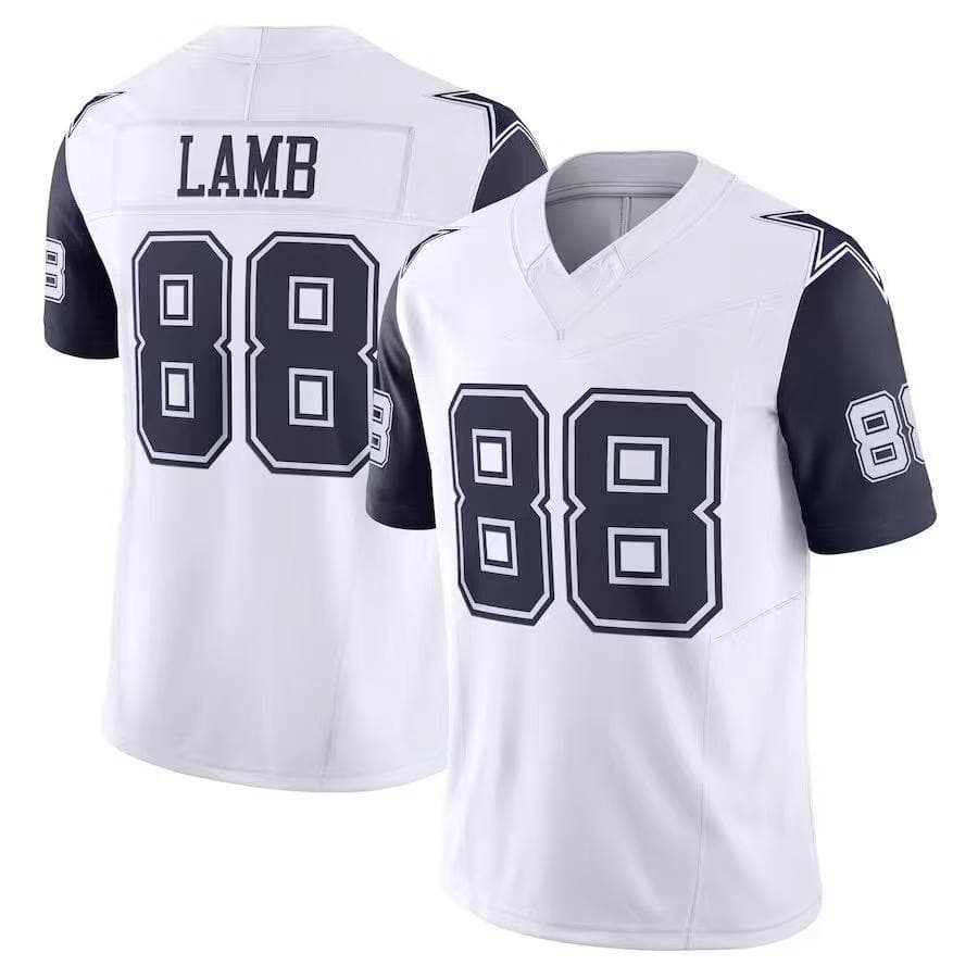 New Men Dallas #88 CeeDee Lamb Navy Home Jersey Number V Neck Short Sleeve Breathable for Fans Sports Daily Family Matching