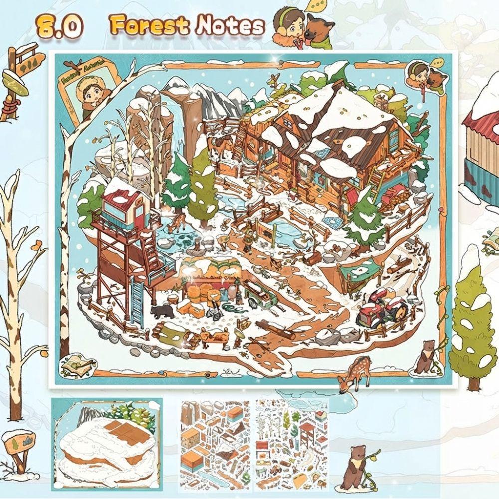 PET Miniature Landscape Sticker DIY Miniature Scene Collage Creative Cabin Scene Sticker