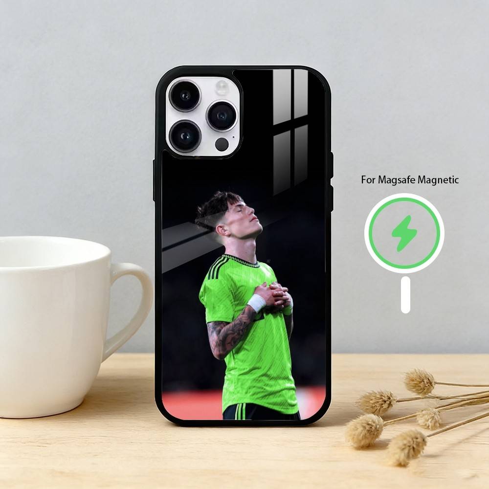 Футбольный чехол для телефона Alejandro Garnacho для iPhone 17 16 15 14 13 12 Pro Max Plus с зеркальной беспроводной магнитной крышкой iPhone11