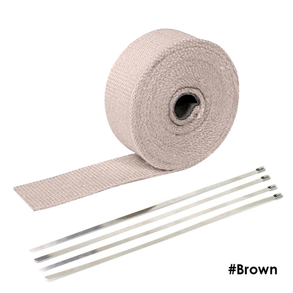 5M Roll Fiberglass Heat Shield Motorcycle Exhaust Header Pipe Heat Wrap Tape Thermal Protection Exhaust Pipe Insulate
