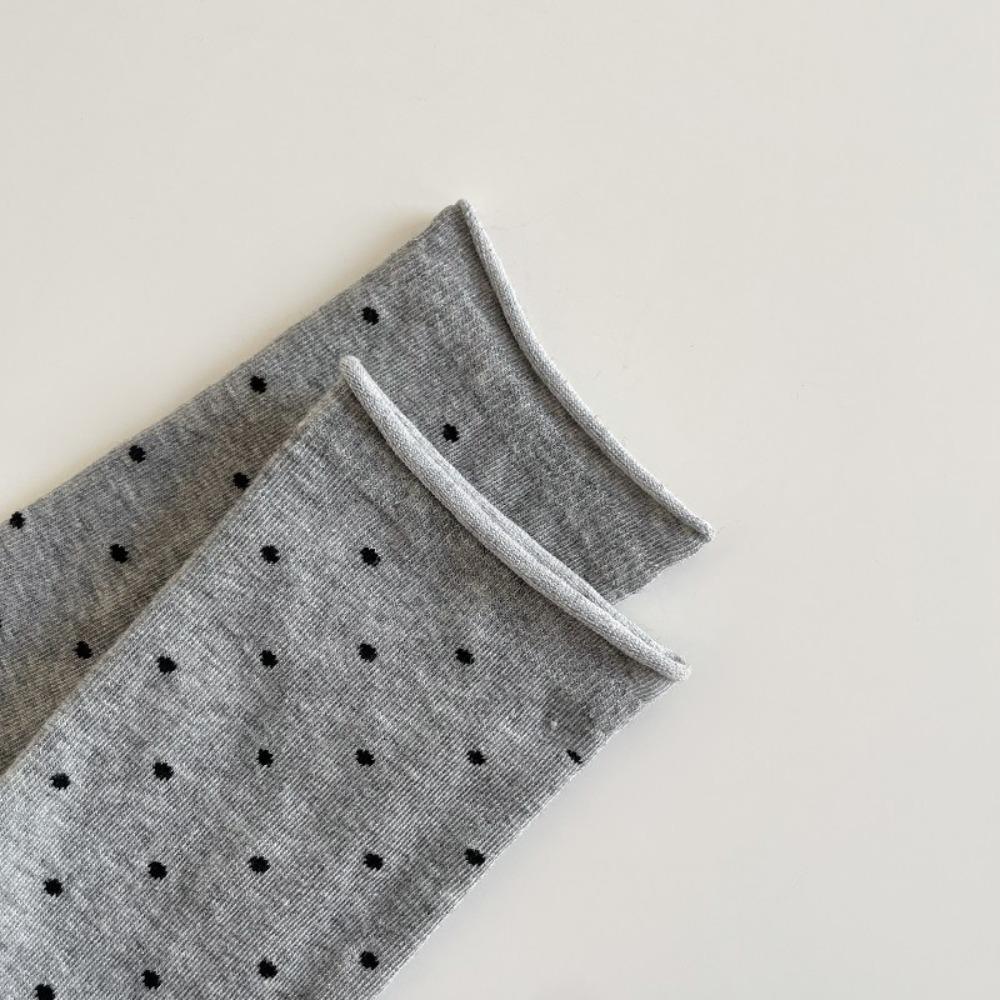 Sweat Absorbent Mid-Tube Socks Curled-edge Women's Socks Soft Polka Dot Socks  Summer