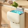 Cream Wall-Mounted Kitchen Trash Bin with Lid
