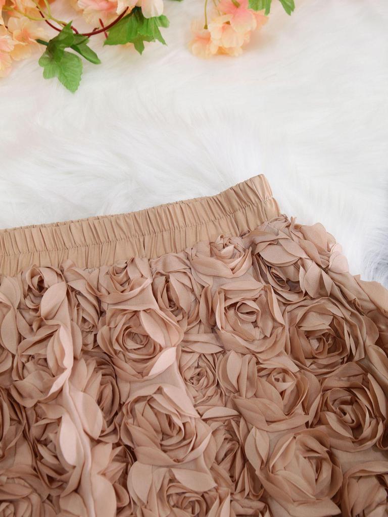 Damska spódnica midi A-line z wysokim stanem i kwiatowym wzorem 3D na rok 2025