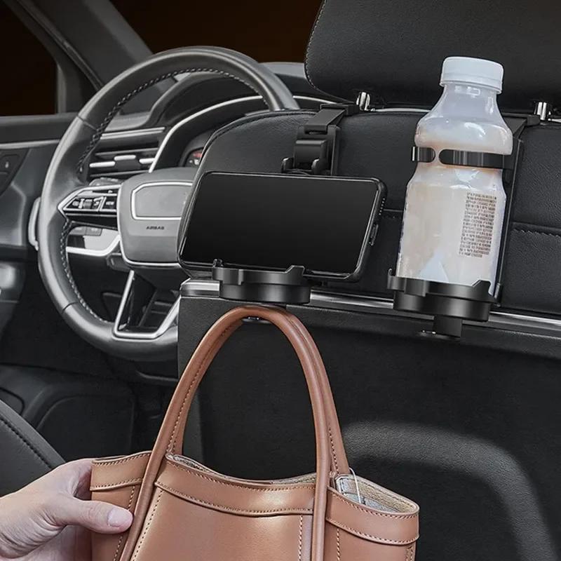 Auto Multifunktionaler Wasserbecherhalter Autositz Kopfstützenhaken Auto Rücksitz Organizer Aufhänger Handtasche Autoinnenausstattung