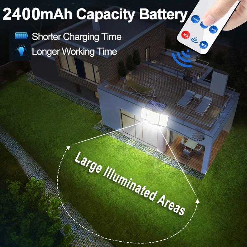 328/348/100 LED Solar Lights Outdoor Security Lights With Remote Control Motion Sensor Lights 270° Angle Flood Wall Lamp Waterproof