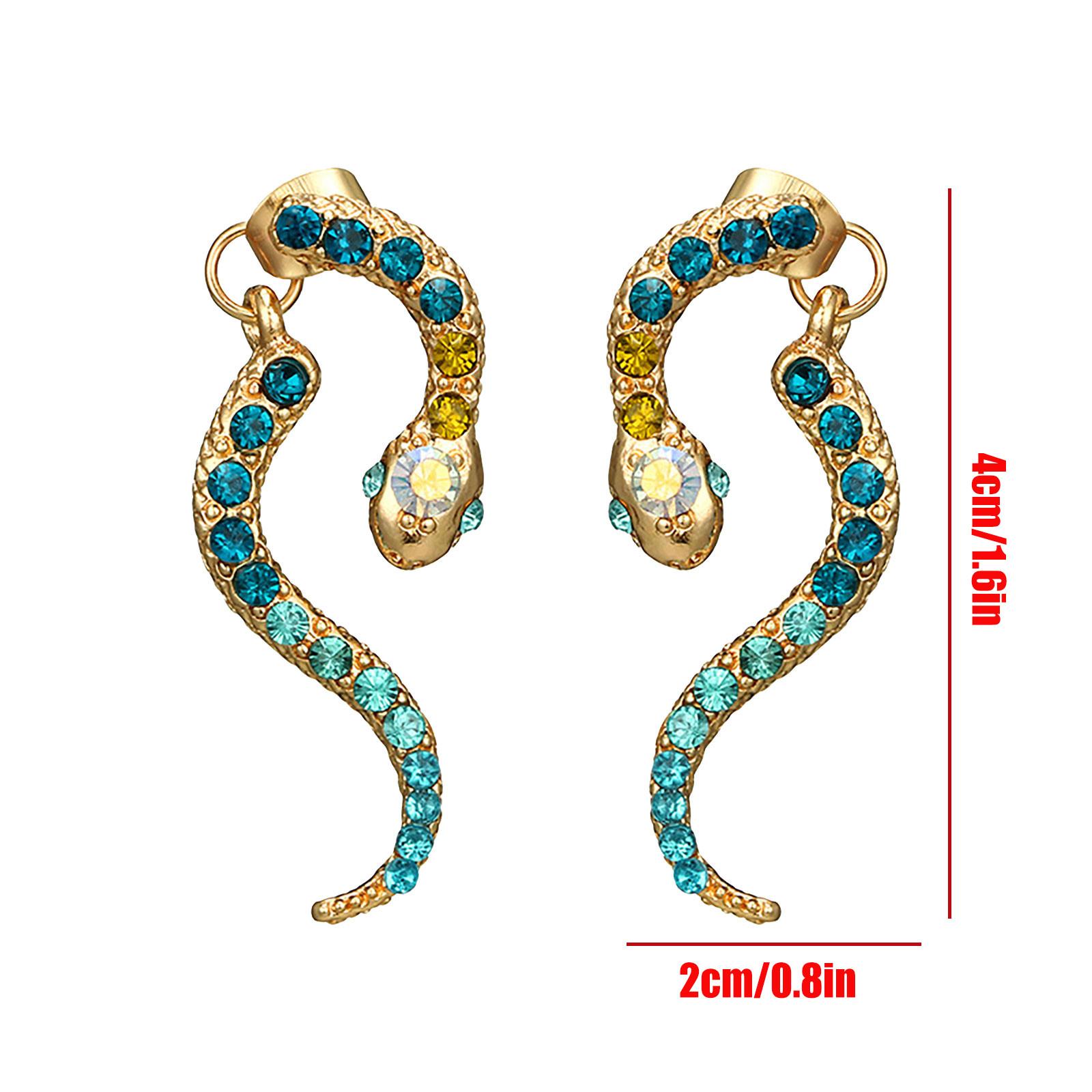 Винтажные серьги-гвоздики с бриллиантами в форме змеи One Size — фото 3