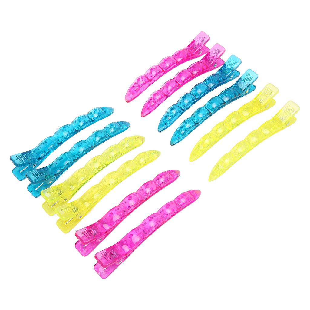 12Pcs Hairpin Duck Billed ABS Colorful Hair Fixing Clip Pin for Hairdressing Salon