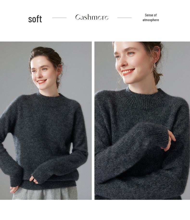 Women's Thickened Cashmere High-Neck Pullover Sweater: Versatile, Warm Long-Sleeve Knitwear