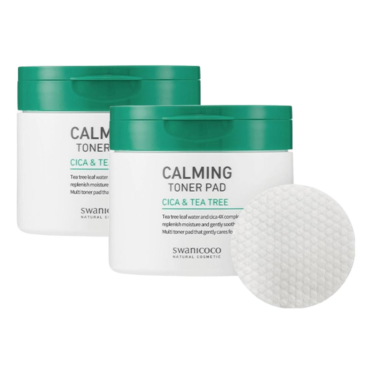 

SWANICOCO Cica & Tea Tree Calming Toner Pad - Soothing & Exfoliating Facial Pads (60 Sheets, 2 Packs)