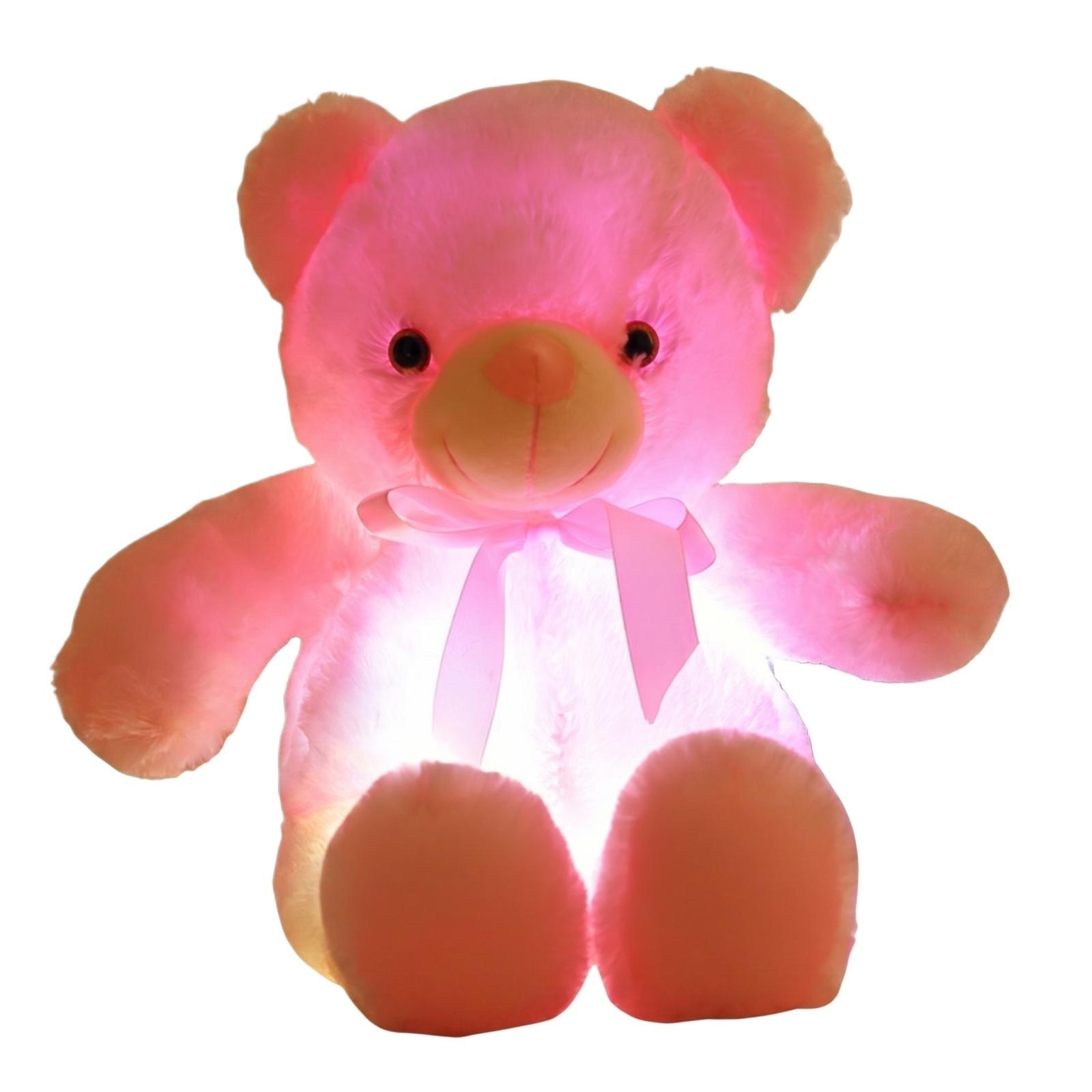 

Plush Light Up Teddy Bear Soft Stuffed Animal Toy with Built In LED Lights for Decorative and Comfort Use Suitable for All Ages One Size рожевий