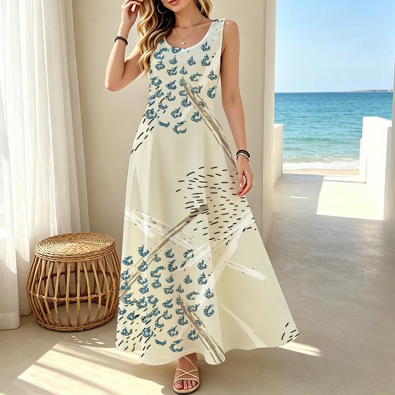 Women's Sleeveless Maxi Tank Dress Lightweight Loose Fit,Minimalist Style,Ideal for Beach Vacation,Daily Casual & Outdoor Travel,Versatile Fashion