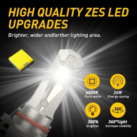 2x 9005 LED Headlight Bulbs Conversion Kit High Beam White Error Free