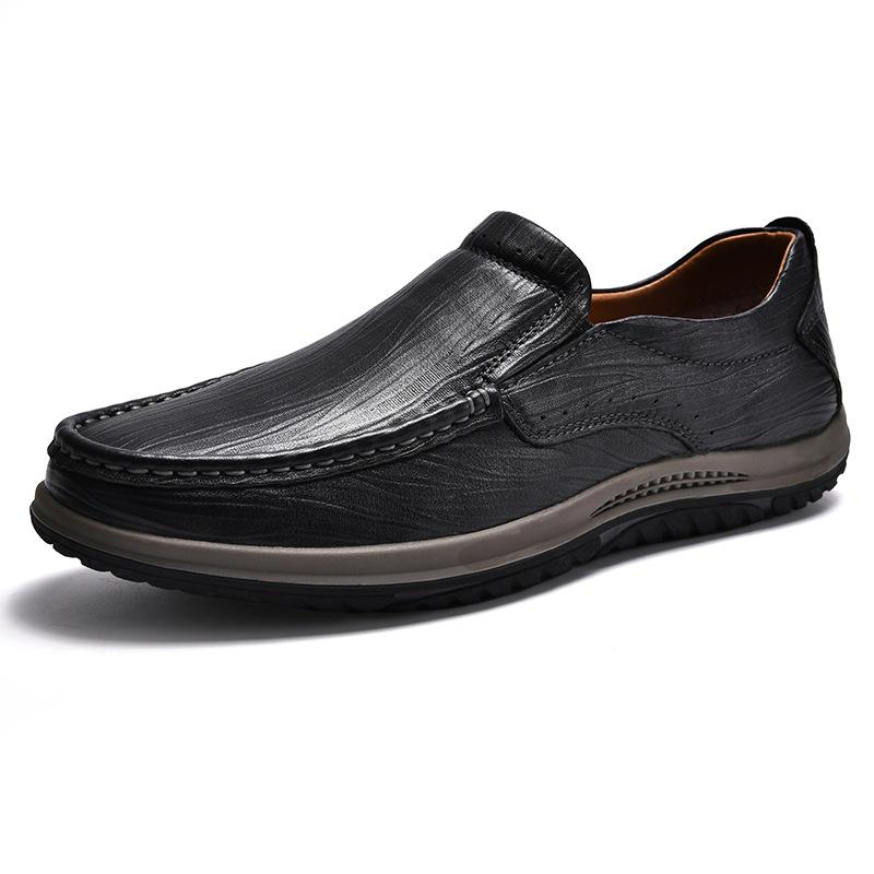 

Зимние бархатные кожаные туфли, новая мужская обувь из коровьей кожи первого слоя, демисезонные мужские кожаные туфли из мягкой кожи на одну педаль 36