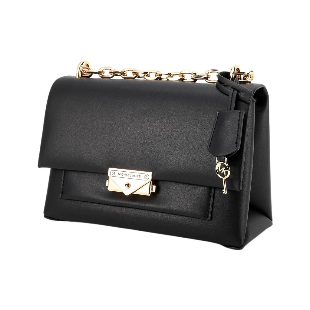 Michael Kors Mk Cece Solid Color Vintage Commuter Chain Flap Gold Buckle Crossbody Shoulder Bag Women Bags Black 35F2G0EF80-BLACK