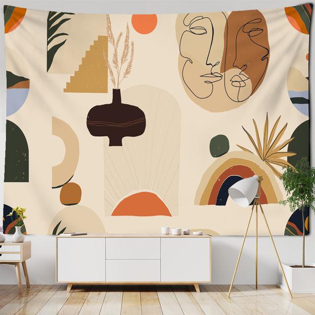 

Простая линия иллюстрации гобелен настенный Ретро картина маслом в богемном стиле Ins домашний декор фоновая ткань 150x100 cm