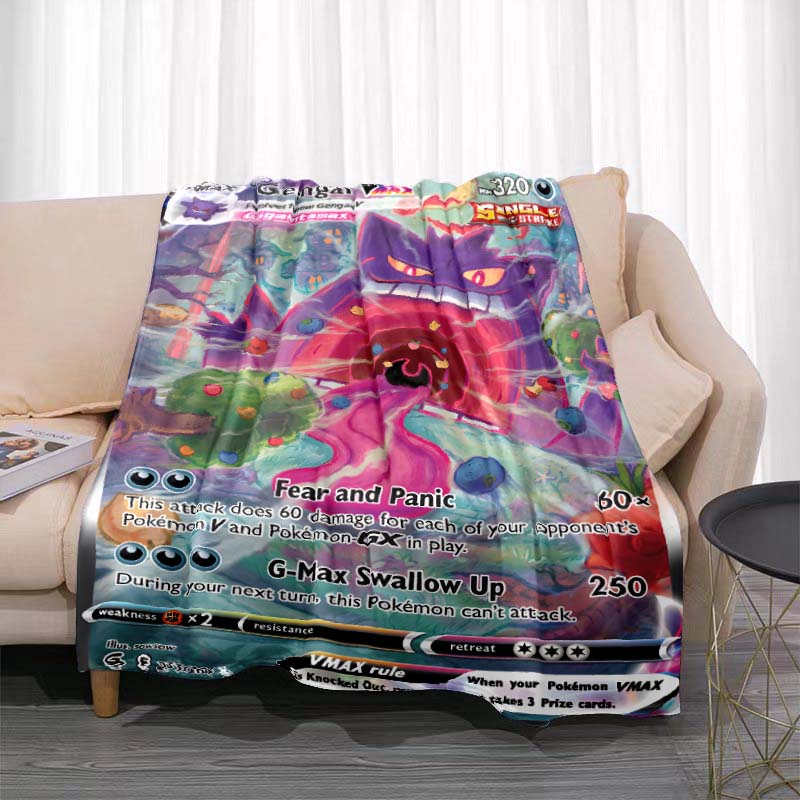 Cartoon Card Pokemon Pikachu Flannel Blanket Figures Home Sofa Lunch Break Blankets Children Student Blanket Nap Cover Kids Gift