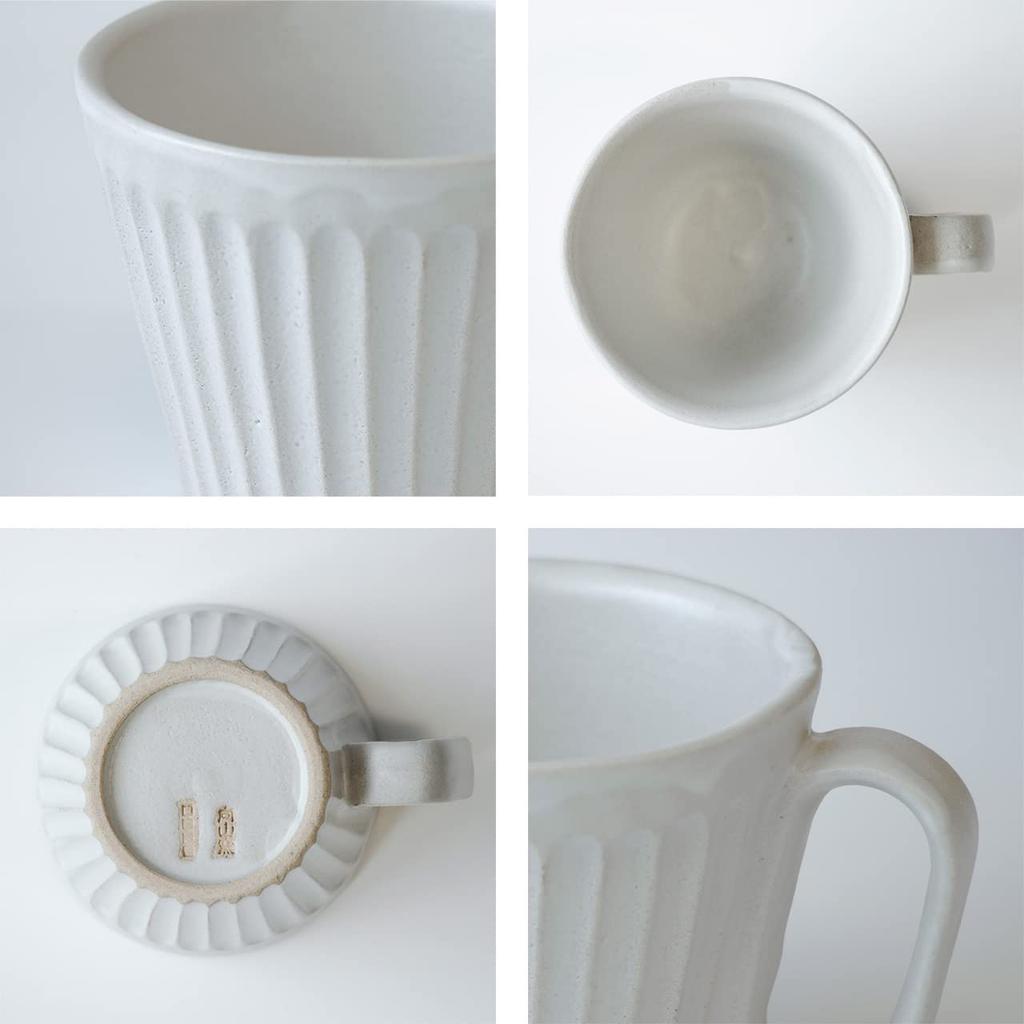 Wired Beans Wired Beans Mug To Last a Lifetime Kasama Ware Shinogi Mug 240ml Pair Set White Matt matte/Black