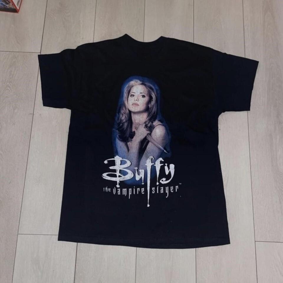 90s Black Buffy The Vampire Slayer TShirt basic black graphic tee Unisex T-Shirt XXXXL