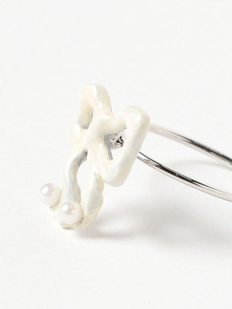 Ray Beams Hand-Painted Ribbon Pearl Ring for Women, White/Free