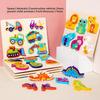 Wooden Childrens 3d Puzzle Set With Animal And Dinosaur Figures For Early Education