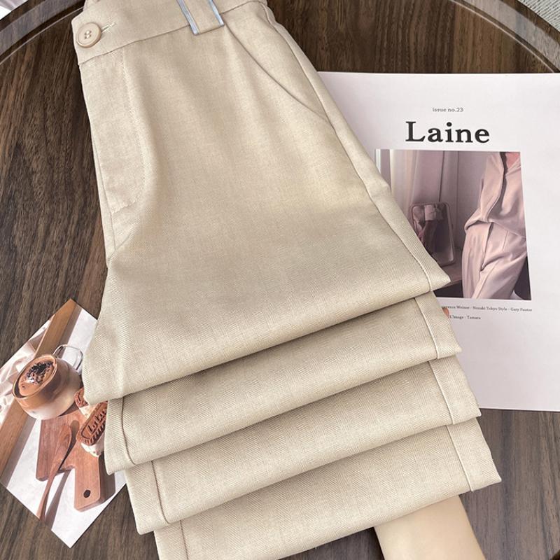 Lniane Spodnie z Tencelu z Szerokimi Nogawkami dla Kobiet Lato Nowe z Wysokim Stanem Draperowane Bawełniano-Lniane Proste Casualowe Długie Spodnie Cienkie