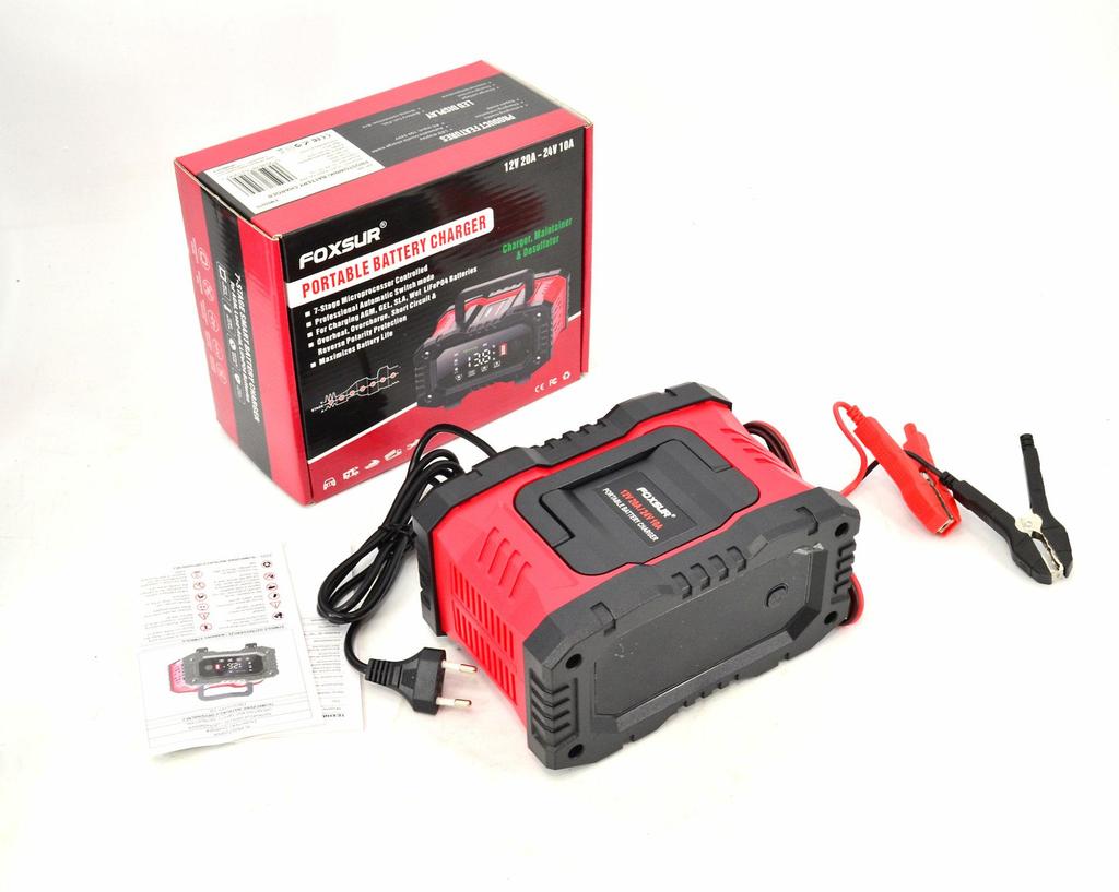 Ladegerät Foxsur 12V 24V 20A Lcd