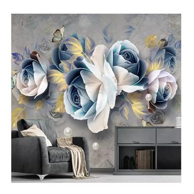 Papier peint Mural 3D Stéréo Fleur de Rose en Relief Rétro Européen Décoration Murale Fond TV Salon Peinture
