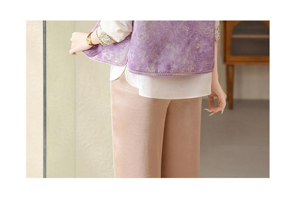 Elegant Spring National Style Two-Piece Vest Set for Mother's Day - Chic Middle-Aged & Elderly Women's Fashion