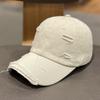 Korean-style Solid Color Distressed Ripped Baseball Cap for Women, Spring/summer Trendy Versatile Street Sun-shading Curved Brim Cap